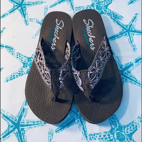 Skechers Modern Comfort Women's Meditation Ocean Breeze Brown Thong Size 7 - Picture 1 of 10